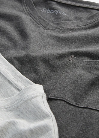 Shortama met katoen (4-dlg. set) • lichtgrijs gemêleerd/antraciet gemêleerd • bonprix online shop