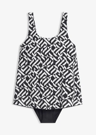 Costum de baie tip tankini • negru/alb • magazin bonprix