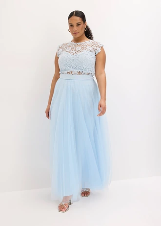 Maxi rok van sierlijke tule, Kleur: poederblauw