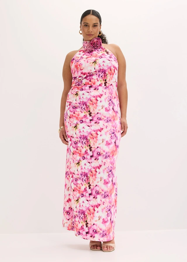 Robe de soirée avec fleurs appliquées, Couleur: rose vif-violet floral