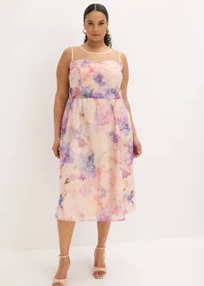 Robe midi en tulle délicat, Couleur: rose floral