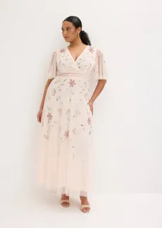 Rochie de seară cu broderie cu paiete, culoare: roz floral