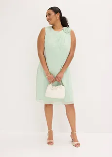 Cocktailjurk met bloemenapplicatie, Kleur: kristalmint