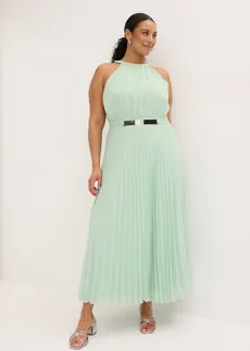 Rochie de seară din șifon fin cu pliseuri, culoare: mentă-cristal