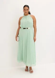 Avondjurk van lichte chiffon met plissé, Kleur: kristalmint