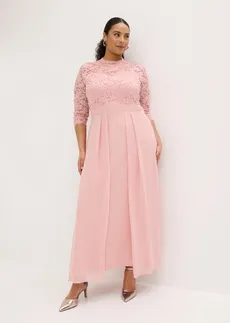 Robe longue avec dentelle, Couleur: rose cendré