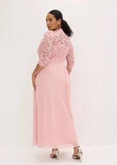 Robe longue avec dentelle, Couleur: rose cendré