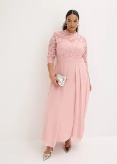 Robe longue avec dentelle, Couleur: rose cendré