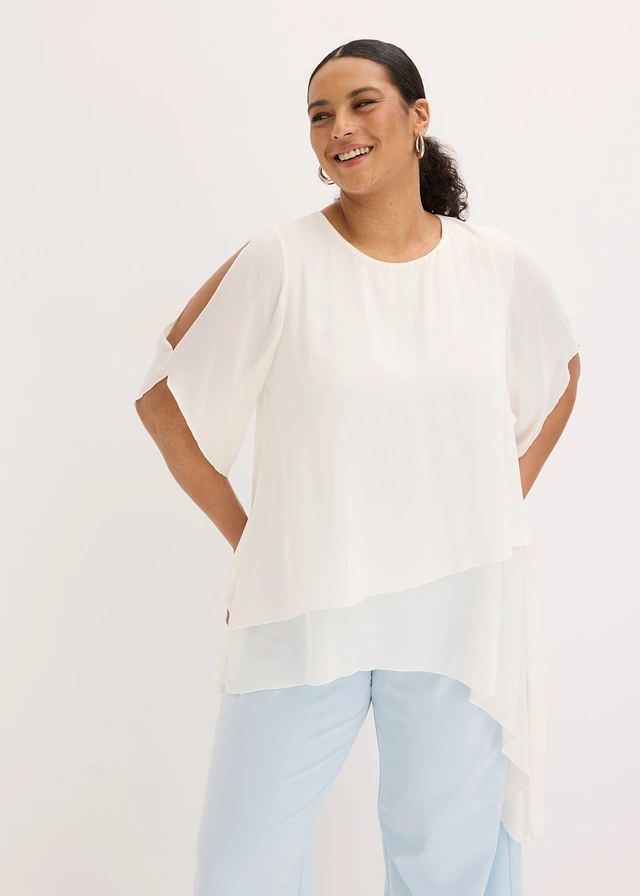 Blouse à pans, look superposé, Couleur: écru