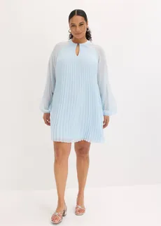 Robe courte plissée en mousseline, Couleur: bleu poudré