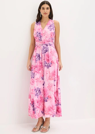 Robe longue en jersey fin avec accessoire • rose-violet floral • Boutique bonprix