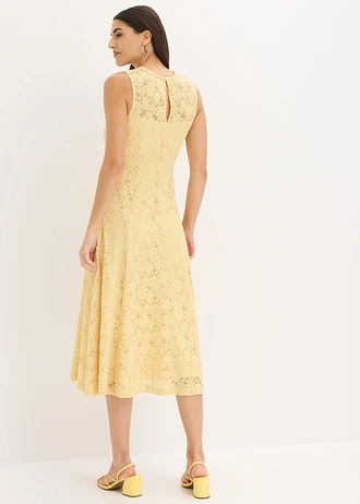 Robe midi à dentelle • jaune pastel • Boutique bonprix