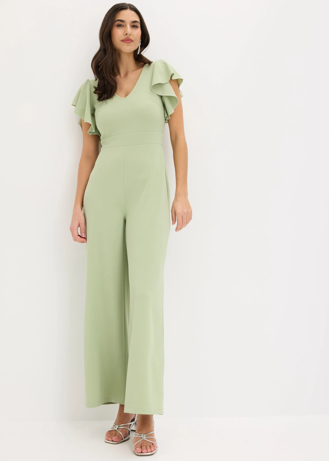 Jumpsuit van gestructureerde crêpe • bleekgroen • bonprix online shop