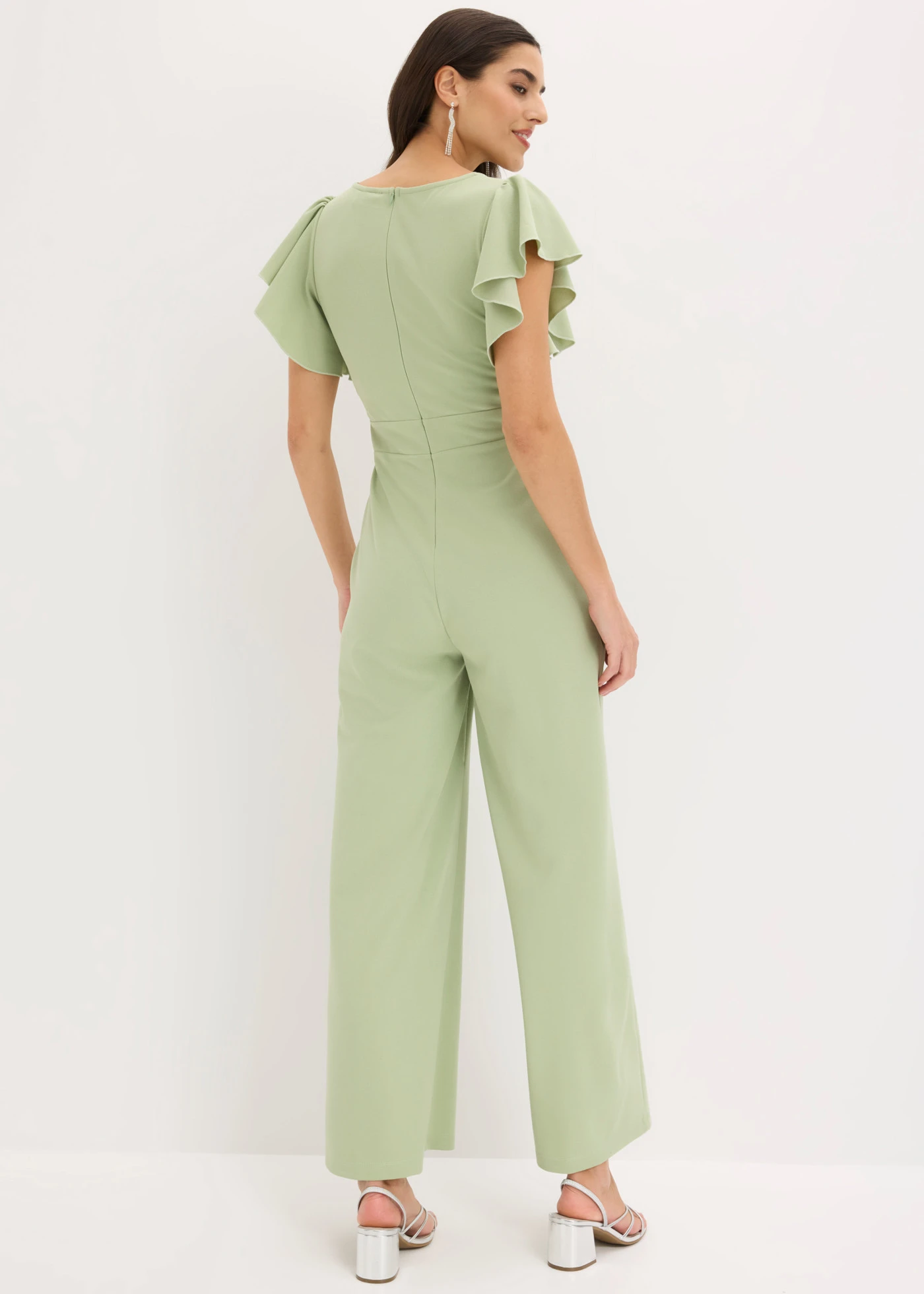 Jumpsuit van gestructureerde crêpe • bleekgroen • bonprix online shop