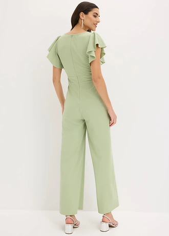 Jumpsuit van gestructureerde crêpe, Kleur: bleekgroen