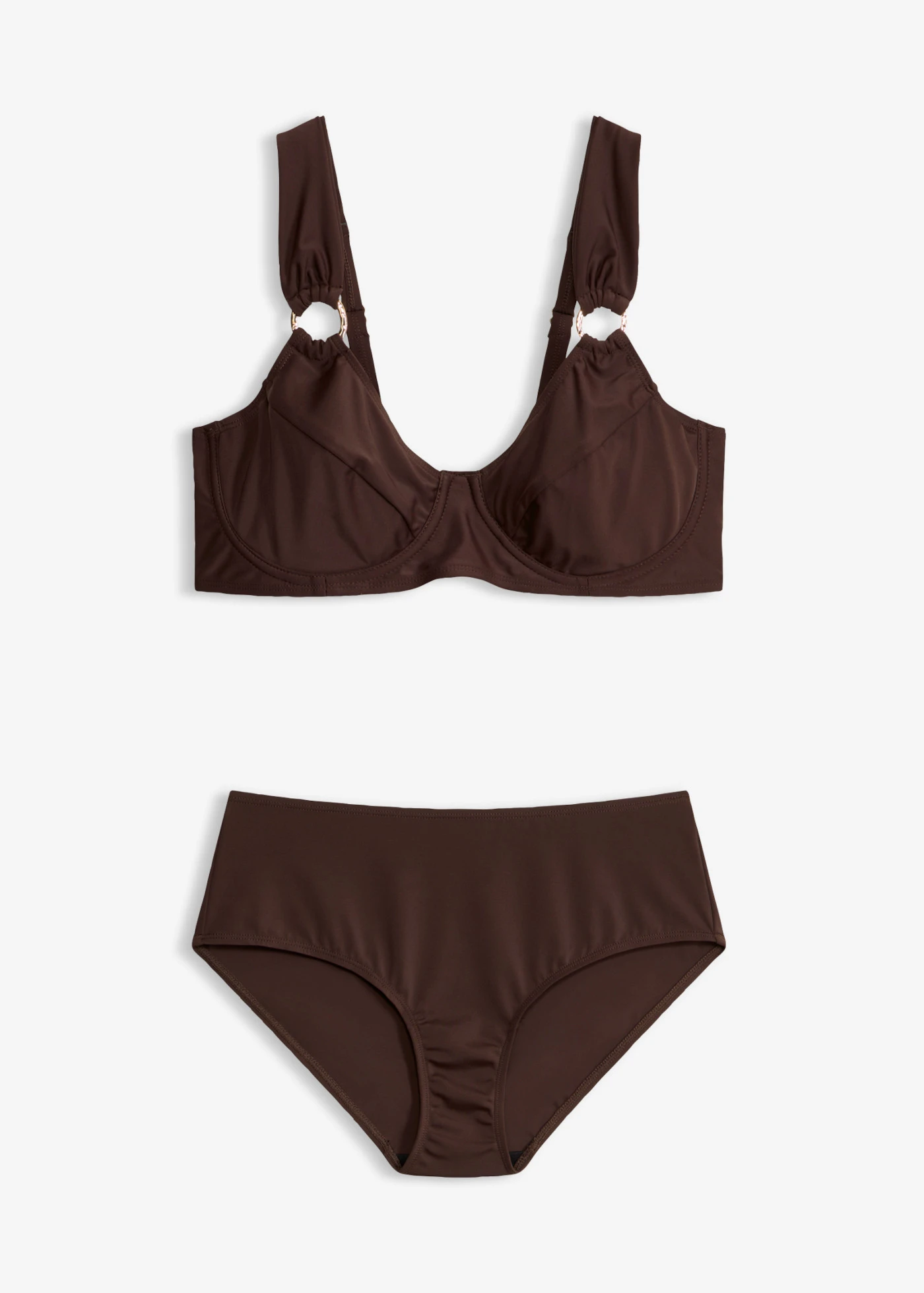 Bikini minimizer na szerokich ramiączkach (komplet 2-cz.) • ciemnobrązowy • sklep bonprix
