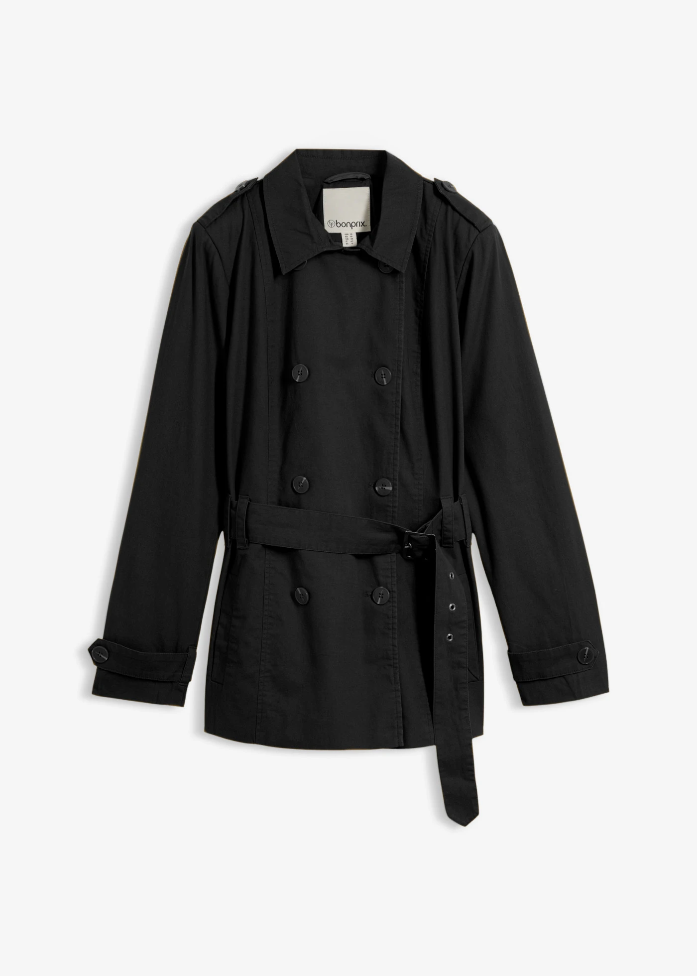 Trench court • noir • Boutique bonprix