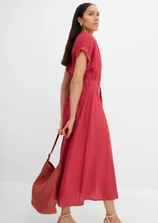 Robe-chemise en viscose fluide • rouge cerise • Boutique bonprix