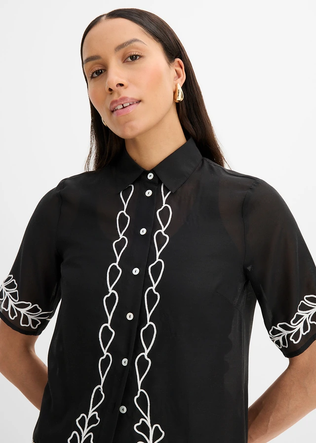 Blouse met borduursel • zwart gebloemd • product-page.page-title-suffix