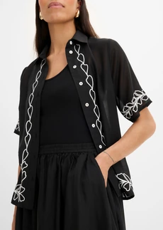 Midi rok met borduursel • zwart gebloemd • bonprix online shop