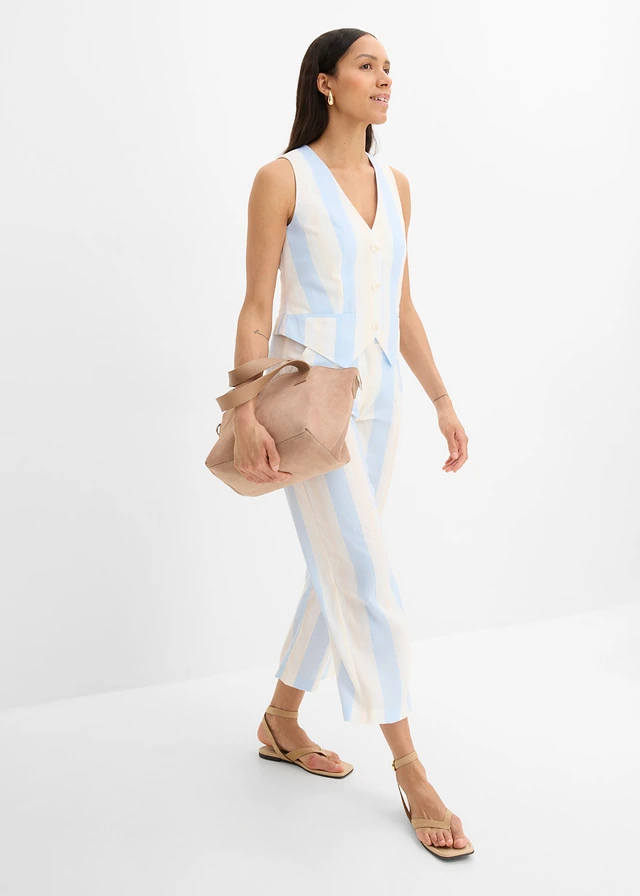 Blazer sans manches, Couleur: blanc/bleu clair rayé