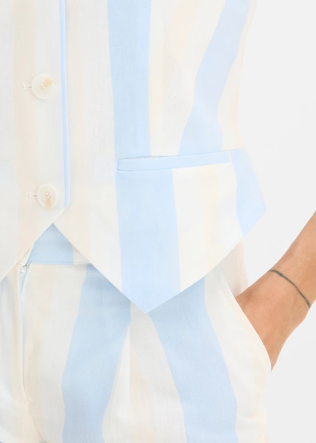 Mouwloze blazer in linnenlook • wit-lichtblauw gestreept • product-page.page-title-suffix