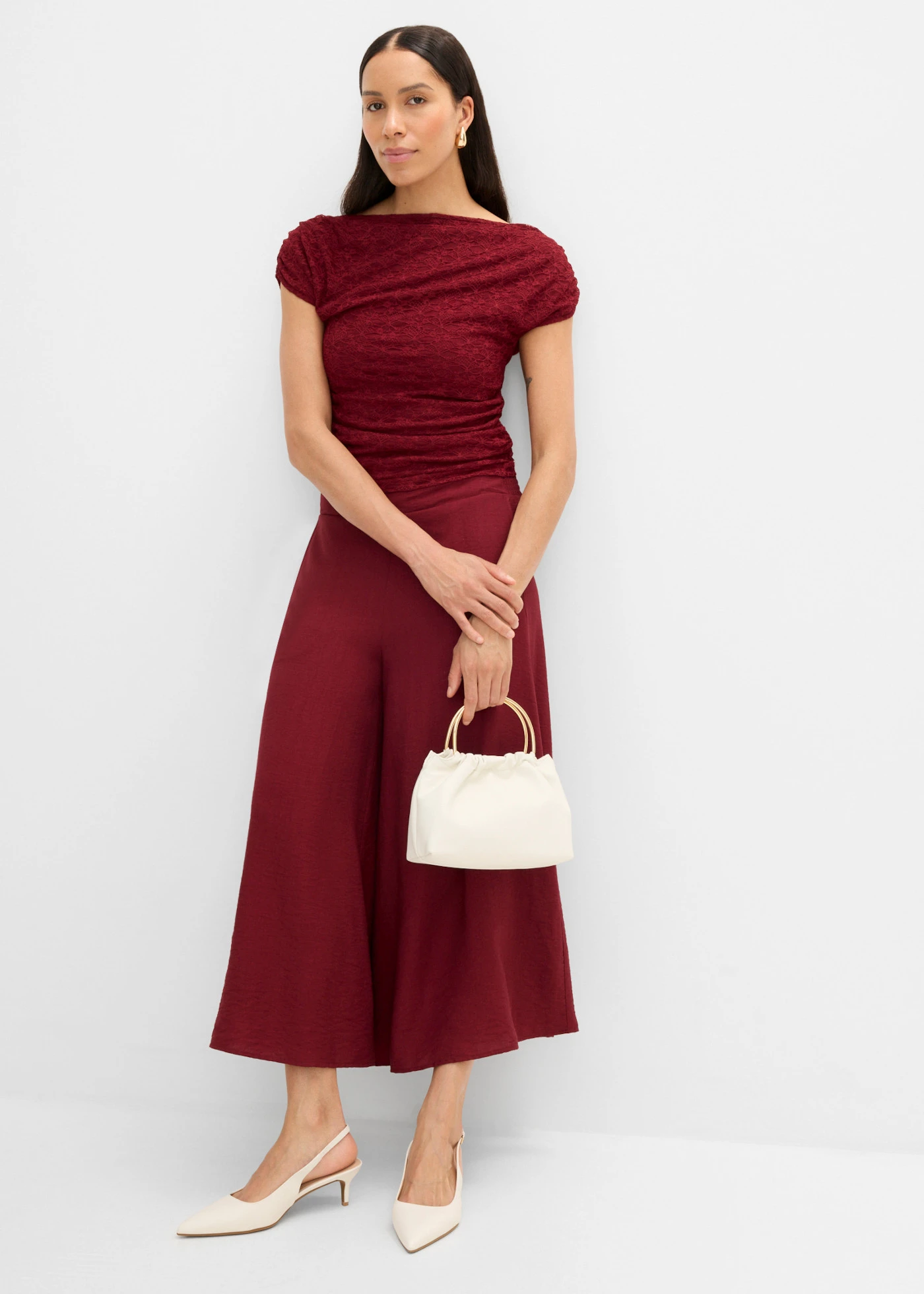 Jupe-culotte en viscose mélangée • rouge rubis • Boutique bonprix
