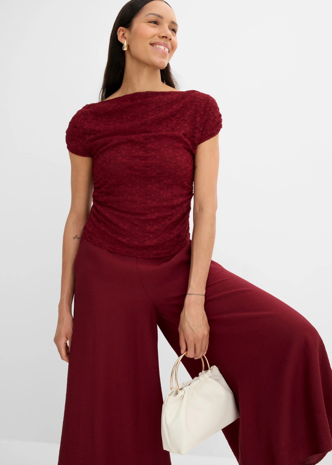 Jupe-culotte en viscose mélangée • rouge rubis • Boutique bonprix
