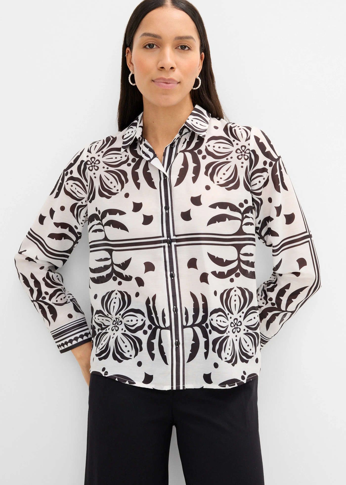 Blouse • wolwit-zwart met print • bonprix online shop