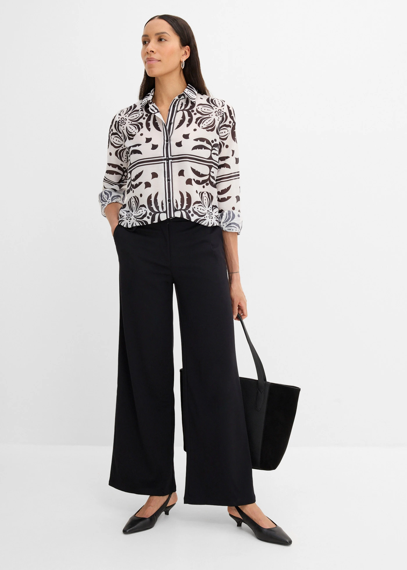 Blouse • wolwit-zwart met print • bonprix online shop