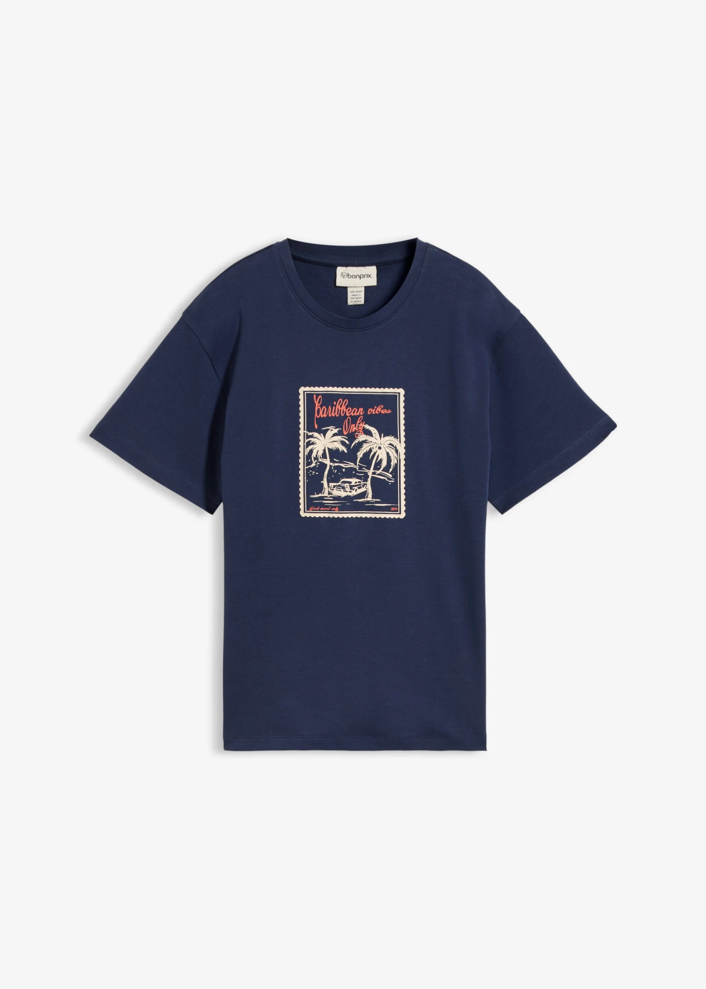 T-shirt z czystej bawełny organicznej • ciemnoniebieski z nadrukiem • sklep bonprix