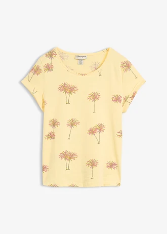 T-shirt 100% coton, Couleur: jaune clair imprimé
