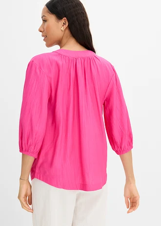 Oversized blouse in een zachte viscosemix, Kleur: pinklady