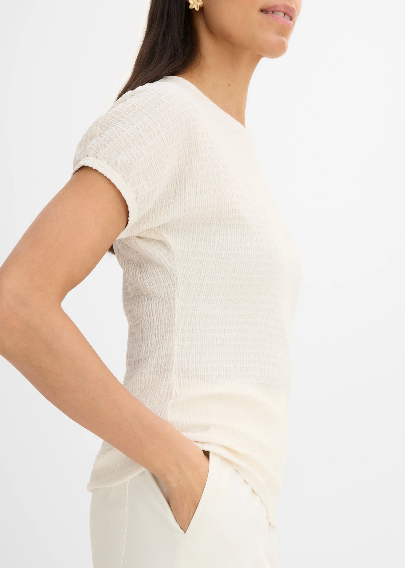 T-shirt texturé • écru • Boutique bonprix