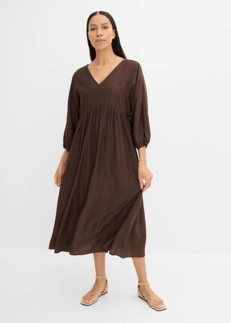 Rochie maxi din amestec moale cu viscoză • maro închis • magazin bonprix