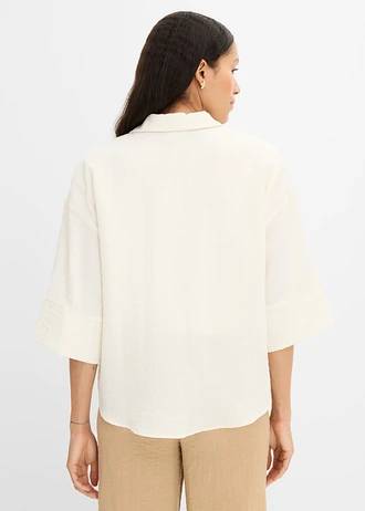 Bluzka oversize z mieszanki wiskozy • biel wełny • sklep bonprix