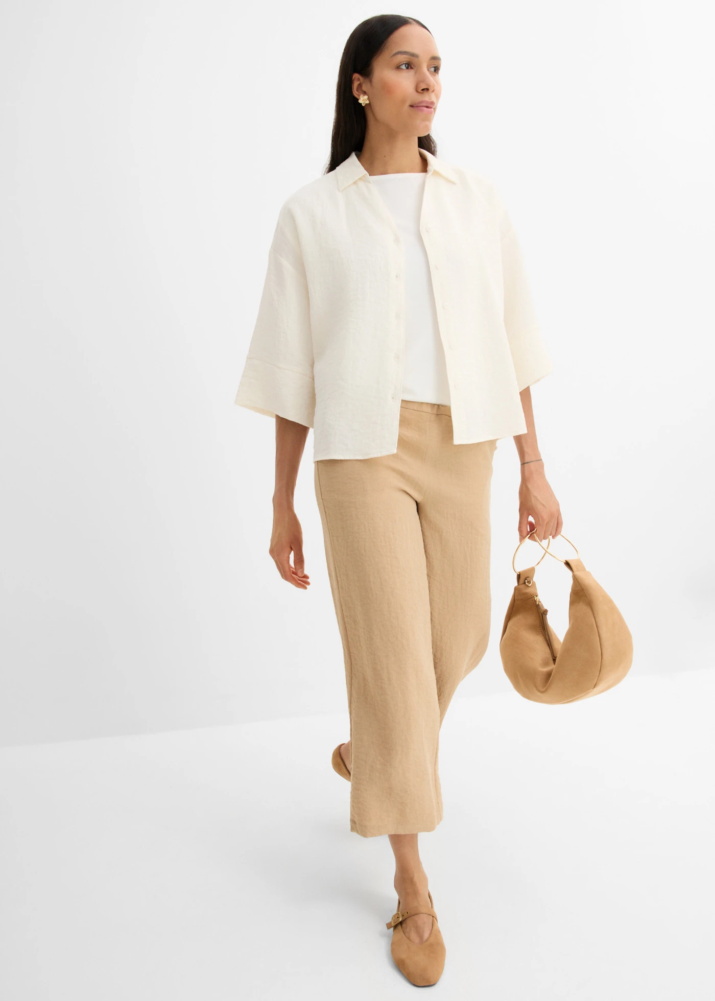 Oversized blouse van een viscosemix • wolwit • bonprix online shop