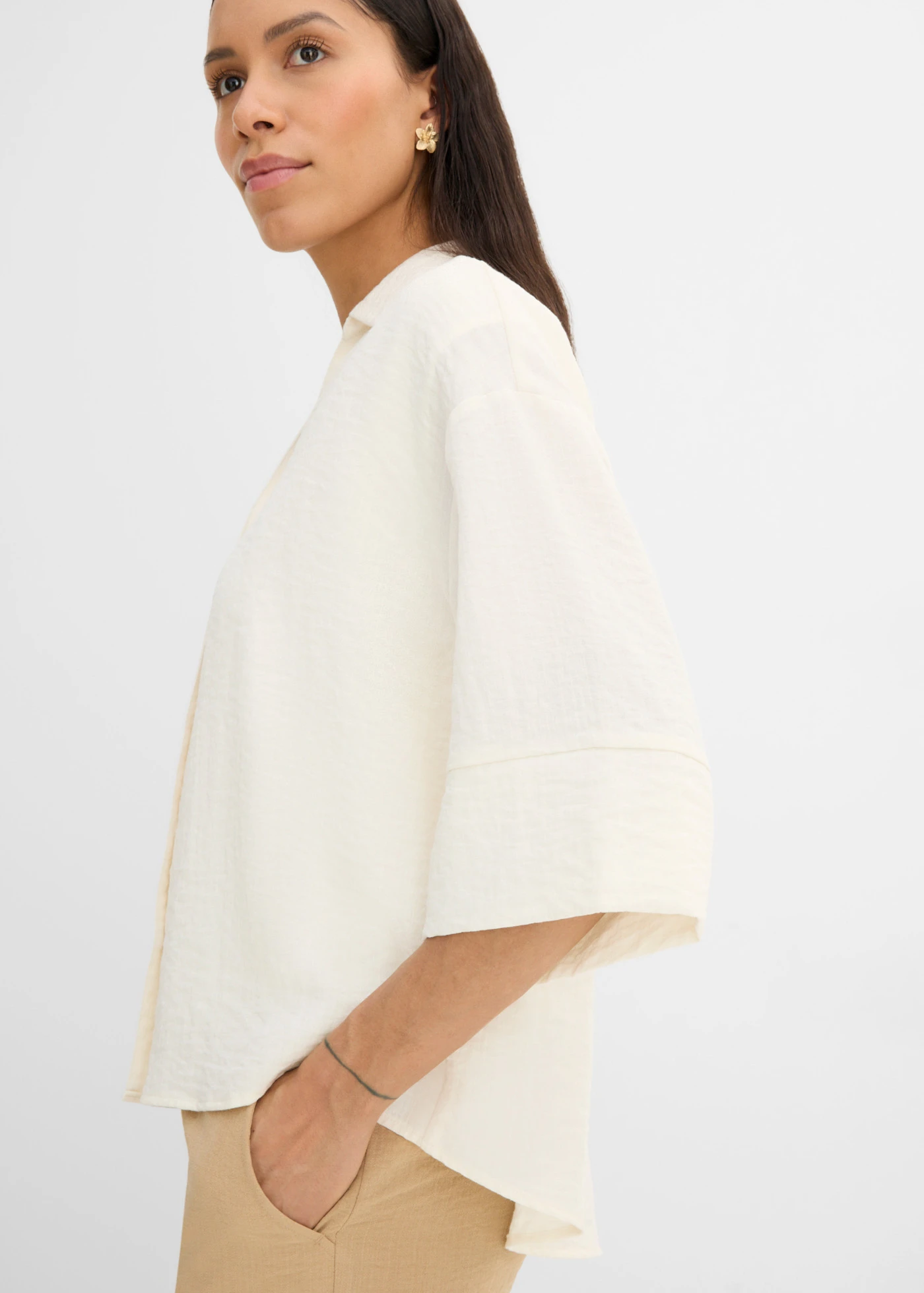 Bluză oversize din amestec moale de viscoză • ecru • magazin bonprix