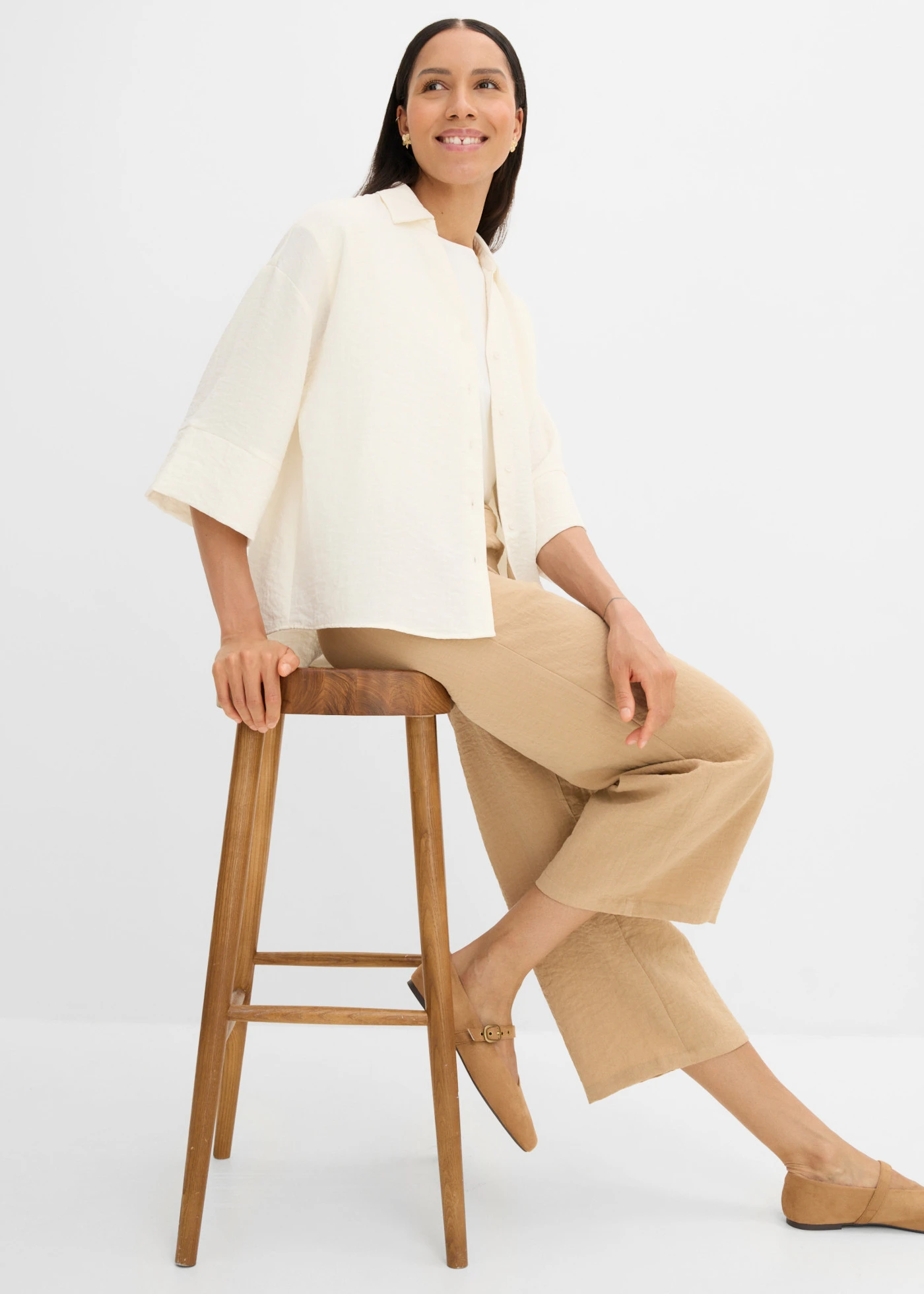 Oversized blouse van een viscosemix • wolwit • bonprix online shop