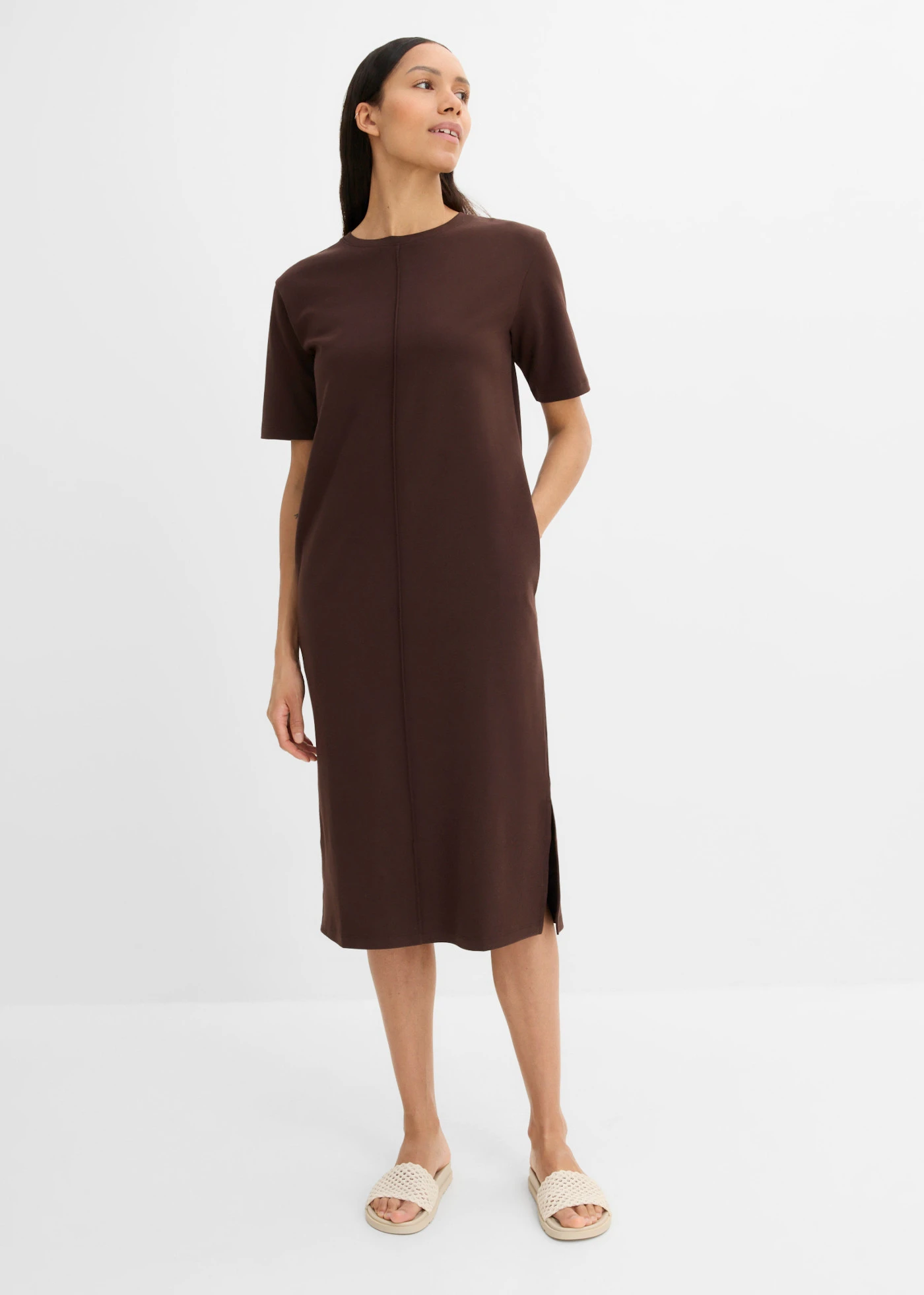 Jersey jurk van puur biologisch katoen • donkerbruin • bonprix online shop