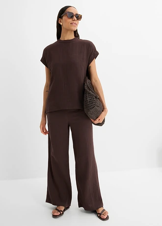 Blouse douce en gaze de coton • marron foncé • Boutique bonprix