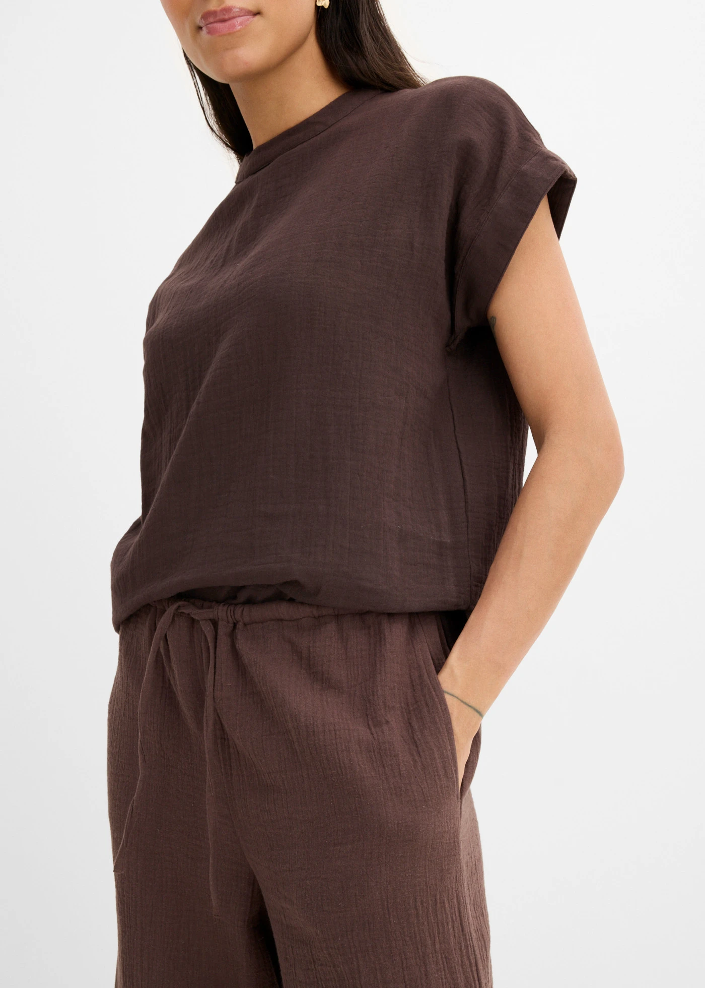 Broek van zachte mousseline • donkerbruin • bonprix online shop