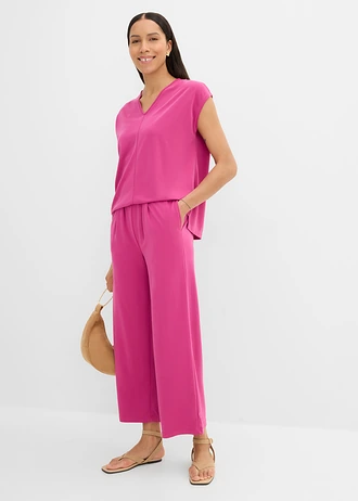 T-shirt en piqué de viscose, Couleur: rose/fuchsia