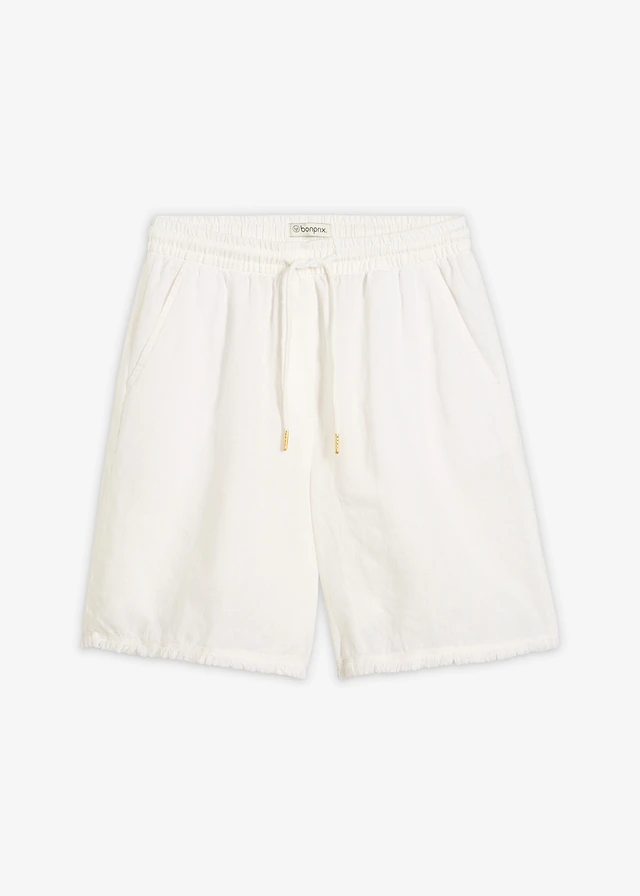 Bermuda van puur linnen, Kleur: wolwit