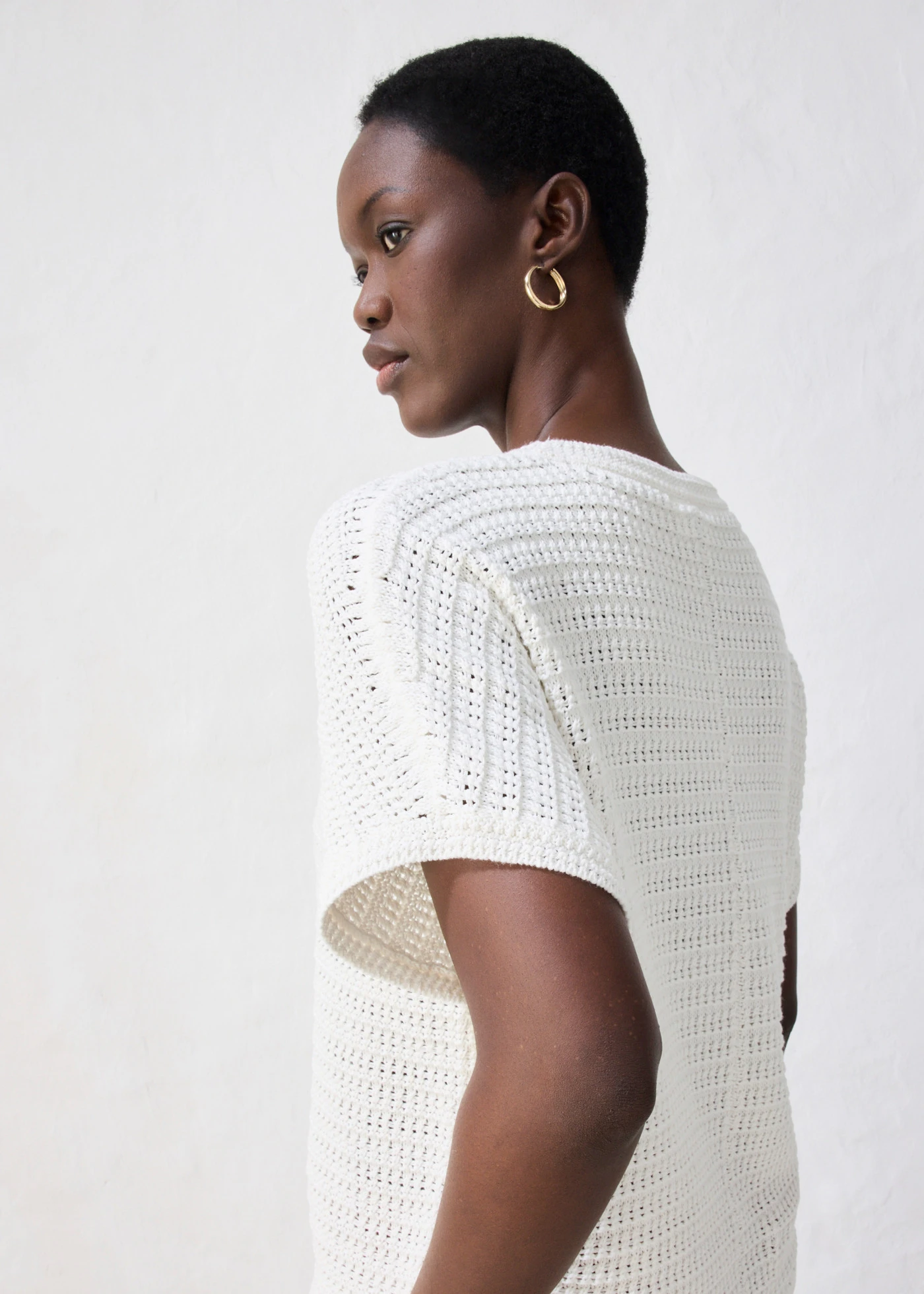 Pull ajouré en coton et lin • ecru • Boutique bonprix