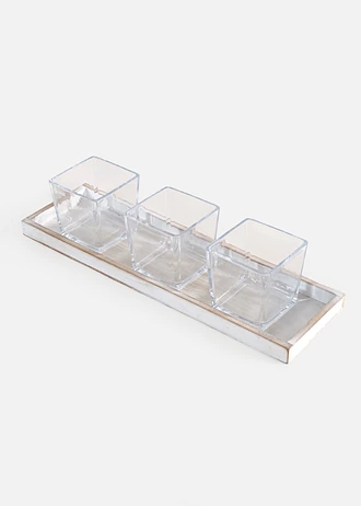 Plateau avec 3 coupes en verre