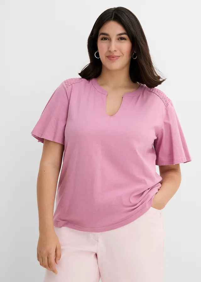 T-shirt tunique 100% coton, Couleur: mauve
