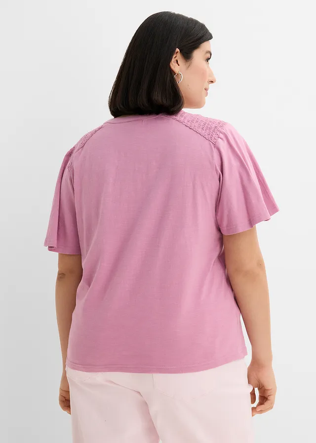 T-shirt tunique 100% coton, Couleur: mauve