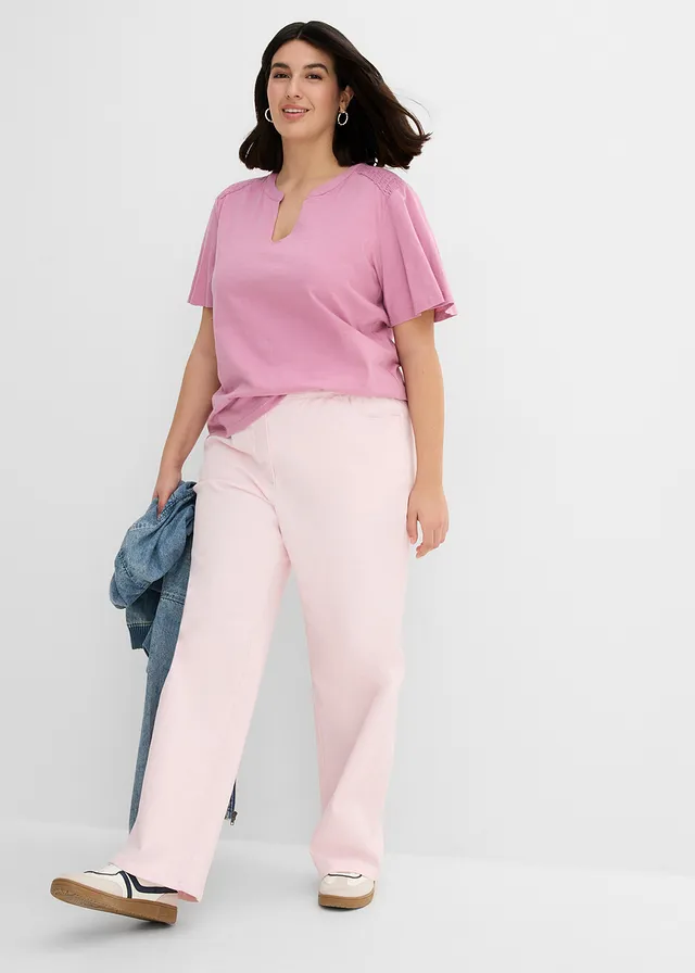 T-shirt tunique 100% coton, Couleur: mauve