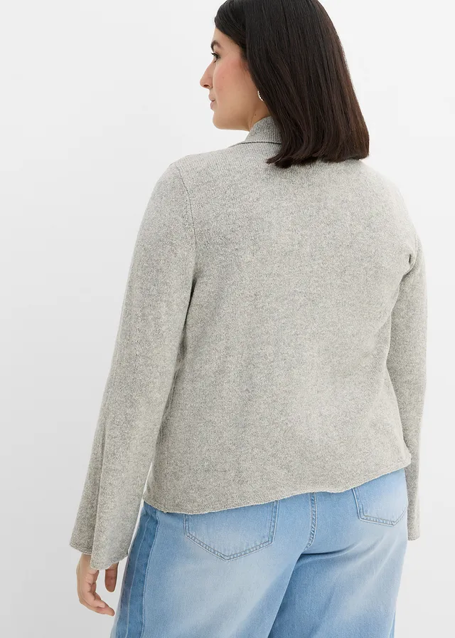 Gebreid vest van een katoenmix, Kleur: lichtgrijs gemêleerd